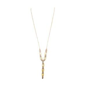 Mother-Of-Pearl & Rhinestone Drop Pendant Necklace With Rose Gold Chain